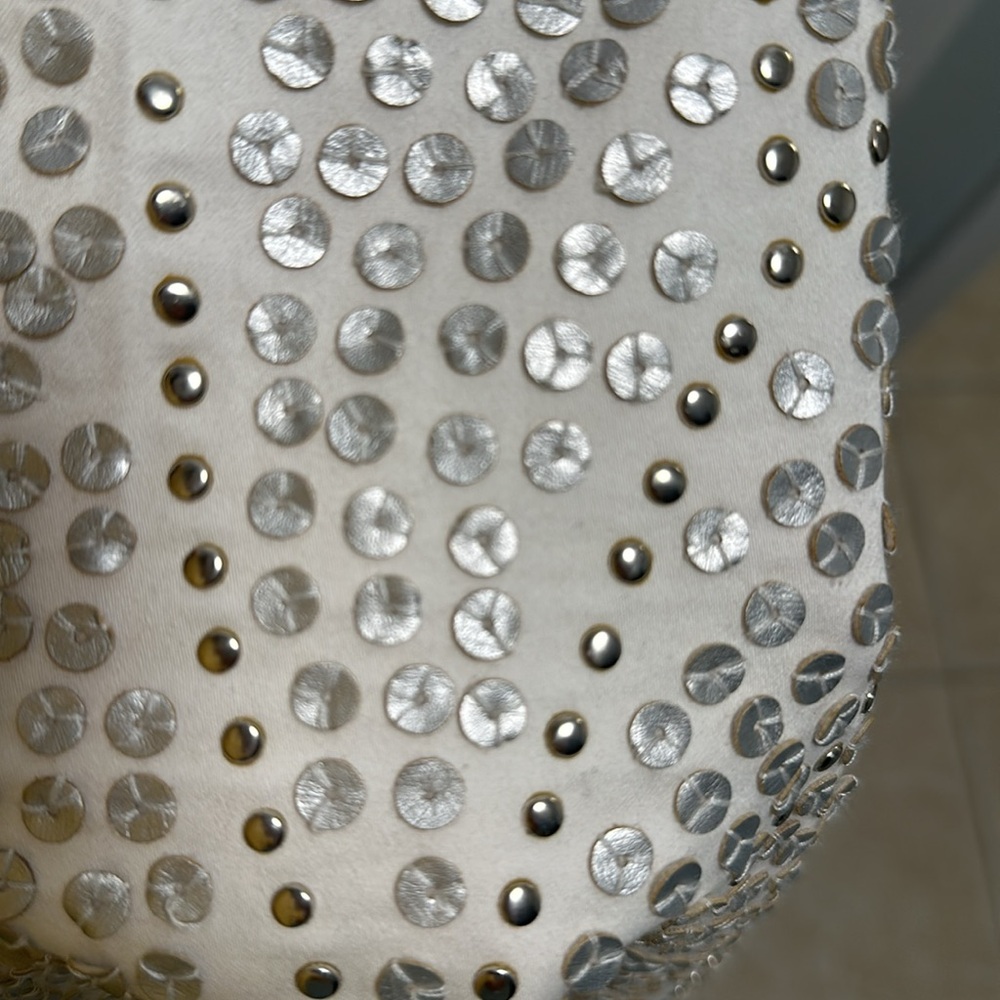 White House Black Market sequin and stud Mini ivory white 14 - Picture 5 of 5